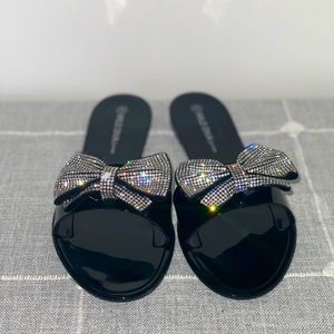 Rhinestone Bow Sandals